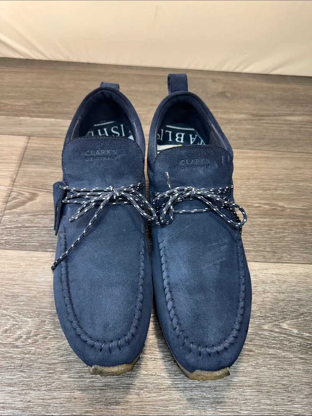Clarks Originals Navy Suede  Lace-Up Shoes men’s sz 14